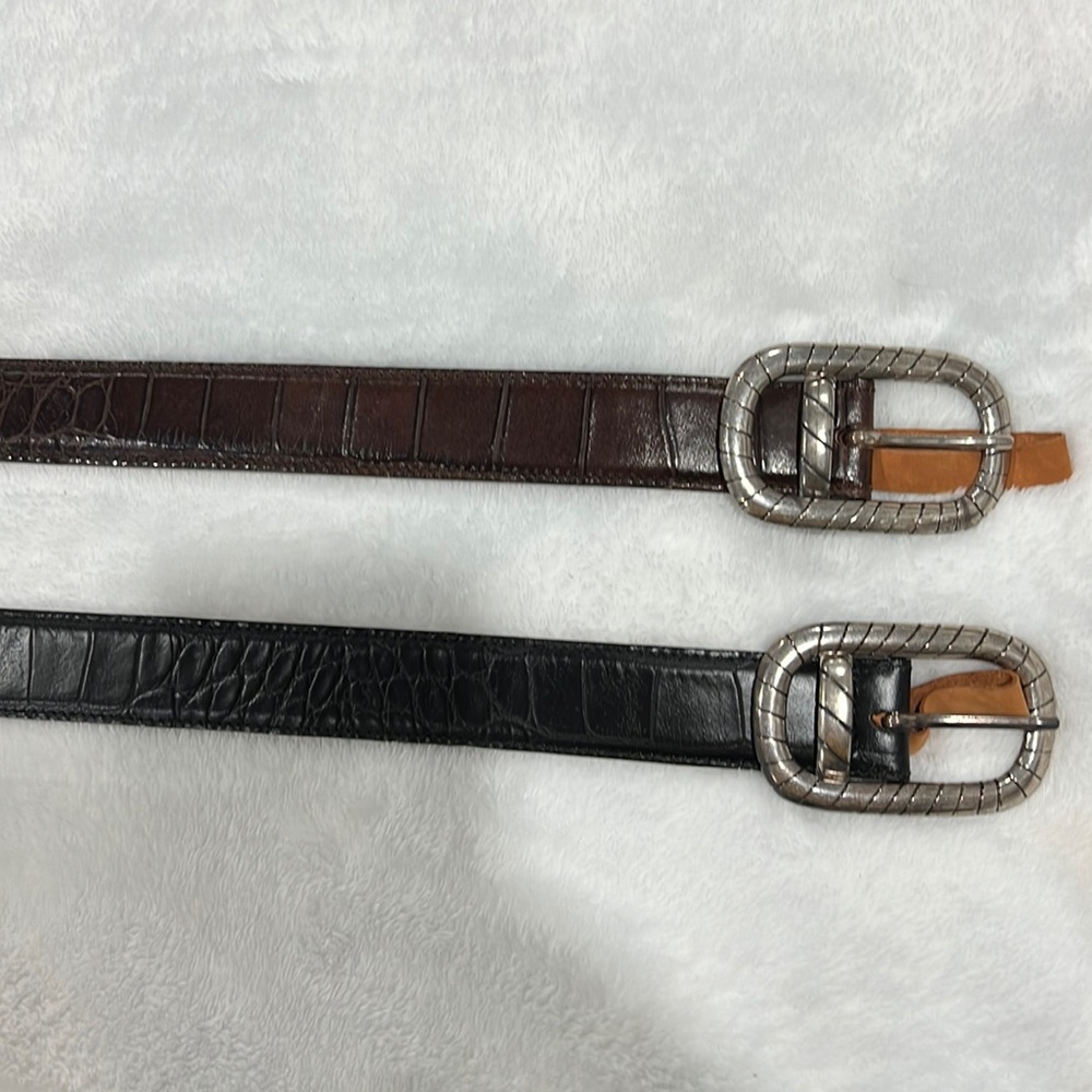 2 “H” Leather belt Made in Italy one brown and  one Black Size L